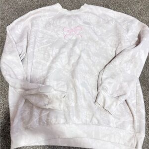 Reflex Light Pink Tie-Dye Sweatshirt with Pink Bow Embroidery